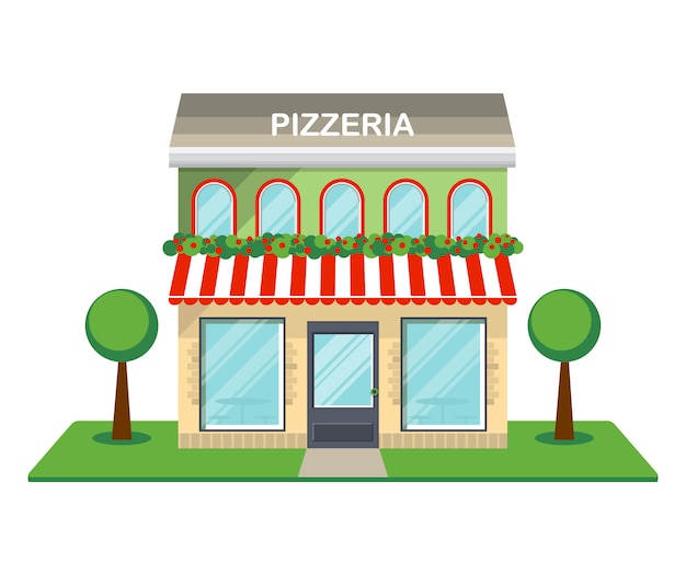 Pizzeria facade isolated icon