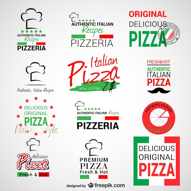 Vector pizzeria logos set