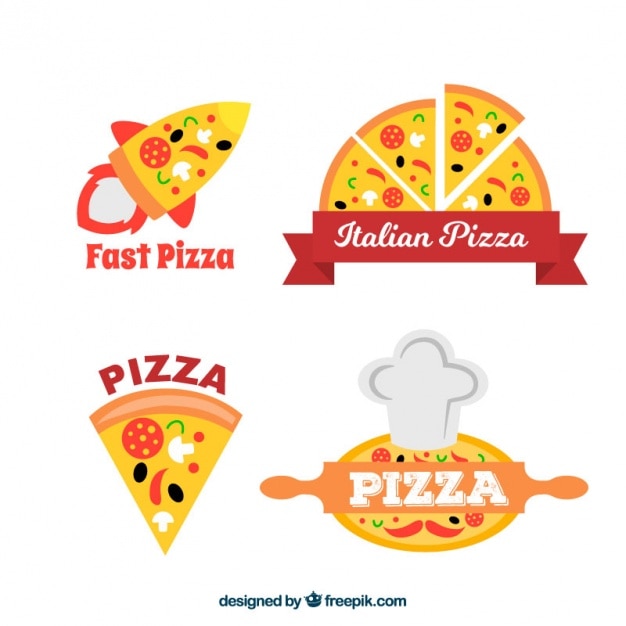 Vector pizzeria logos set