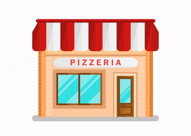 Vector pizzeria modern building flat vector illustration