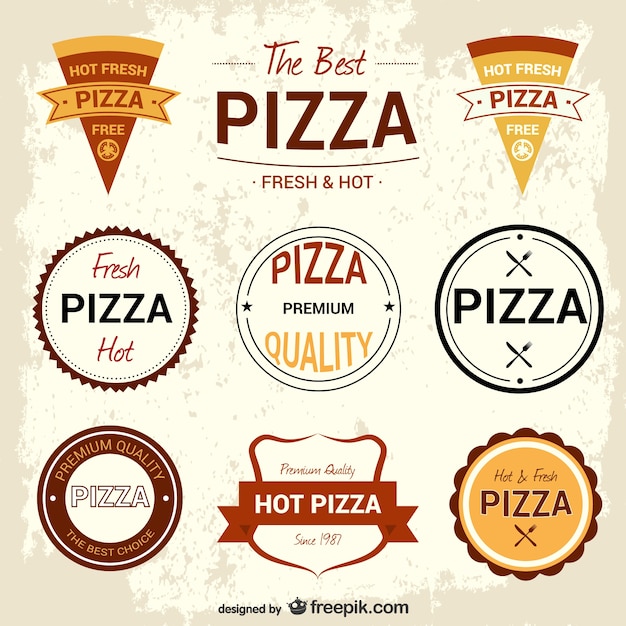 Pizzeria retro badges set