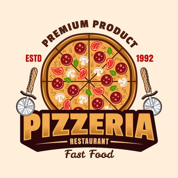 Premium Vector, Pizza logo illustration vector isolated