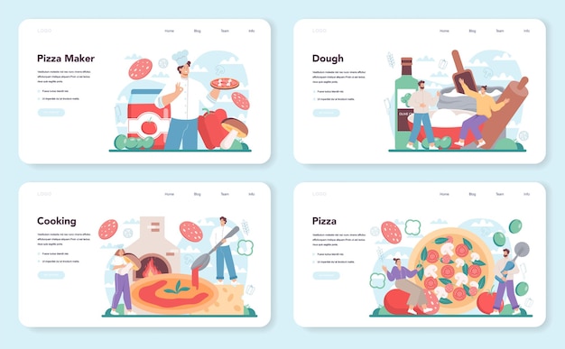 Pizzeria web banner or landing page set