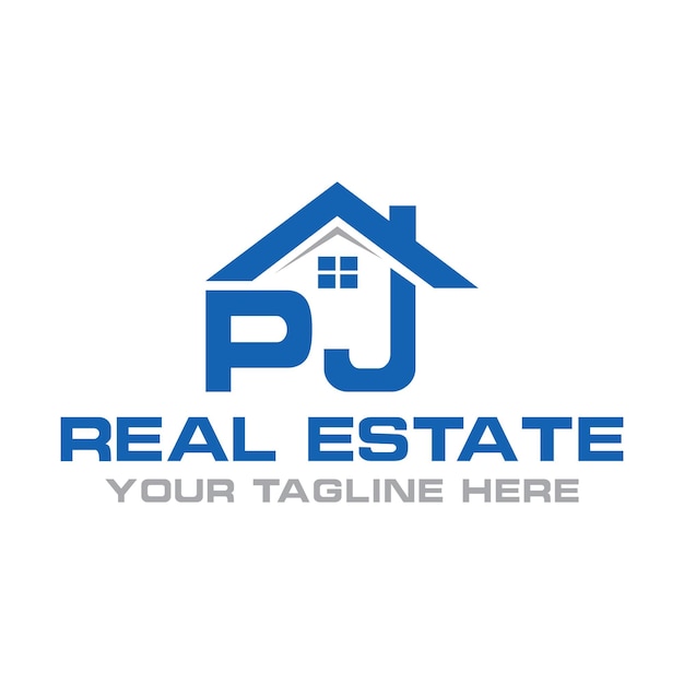 PJConstructionhomerealestatebuildingpropertymonogramlogodesignpremium