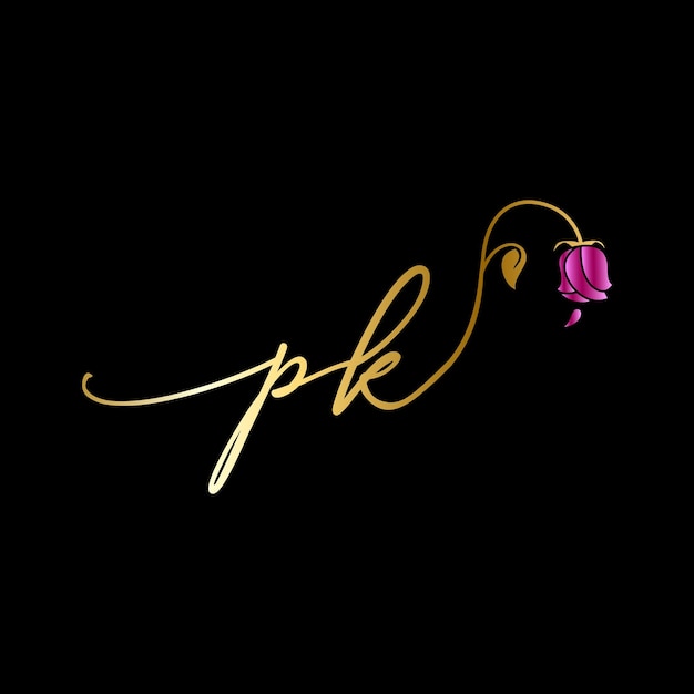 Logotipo pk monogram per celebrazione, matrimonio, biglietto di auguri, modello vettoriale di invito