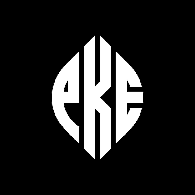 PKE circle letter logo design with circle and ellipse shape PKE ellipse letters with typographic style The three initials form a circle logo PKE Circle Emblem Abstract Monogram Letter Mark Vector