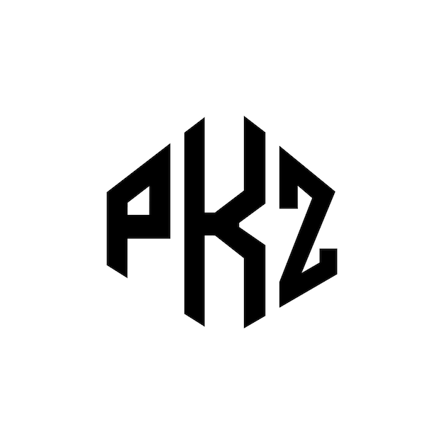 Design del logo di lettera pkz con forma di poligono pkz poligono e forma di cubo design del logo pkz esagono modello di logo vettoriale colori bianco e nero pkz monogramma business e logo immobiliare