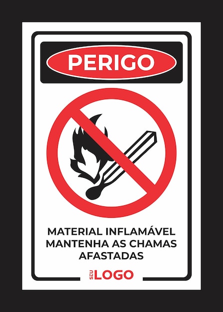 Placa perigo inflamavel