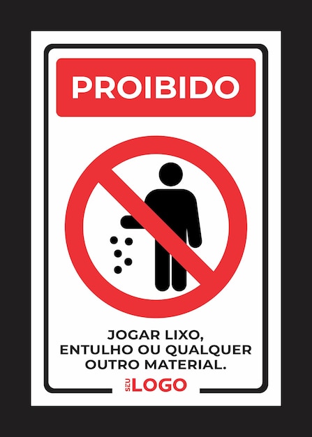 벡터 placa proibido jogar lixo