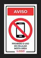 Vector placa proibido uso de celular