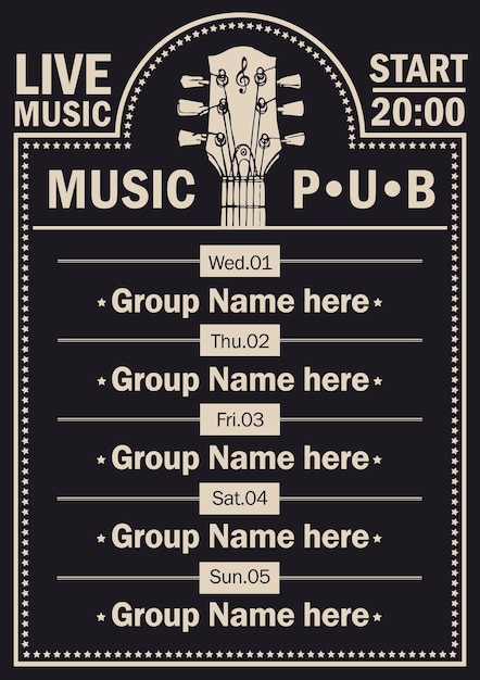 placard for music pub