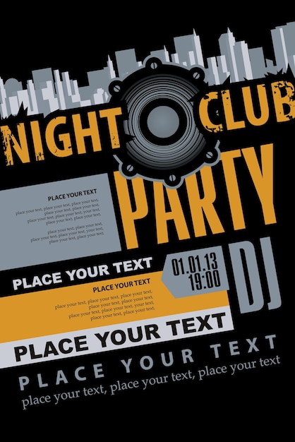 Vector placard for night club dj party