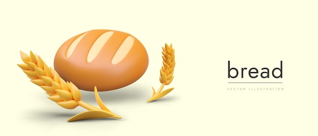 Vector placard with bread and wheat on yellow background with place for text