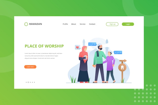 Place of Worship Illustration for Ramadan Concept on Landing Page