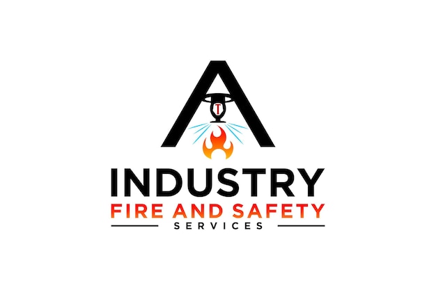 Plafond water sprinkler logo ontwerp brandblusser embleem letter A vorm industrie pictogram symbool