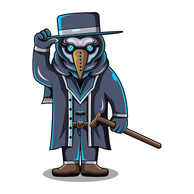 Vector plague doctor chibi mascot logo