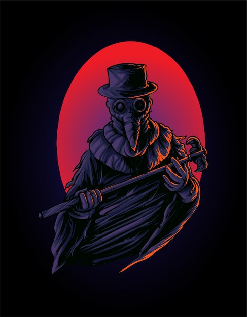 Plague doctor illustration premium vector, perfect for t shirt