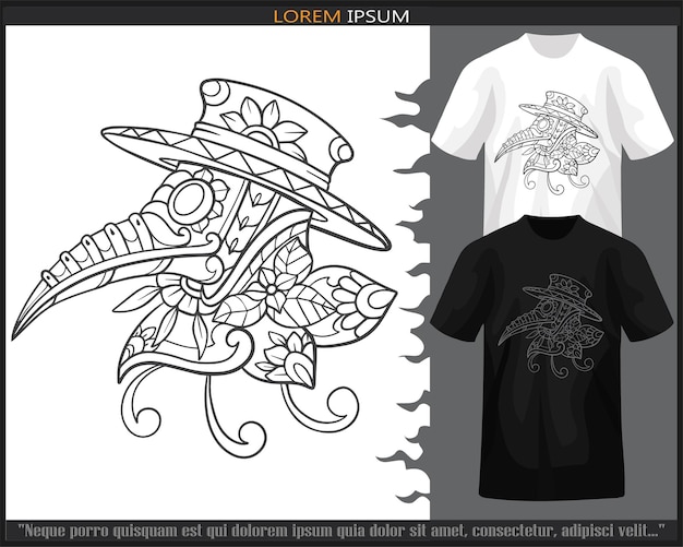 Plague mandala arts isolated on black and white t shirt