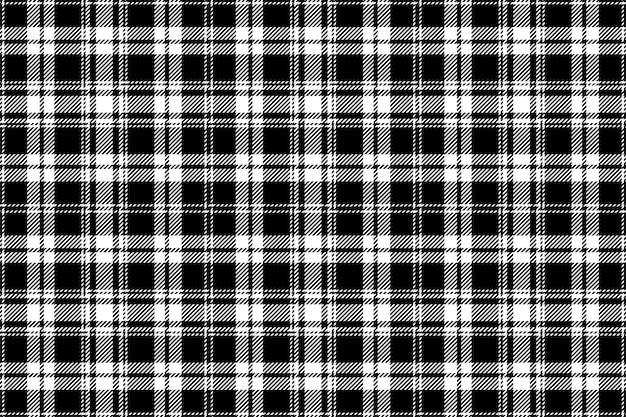 Plaid background check seamless pattern in black white Vector fabric texture for textile print wrapping paper gift card or wallpaper