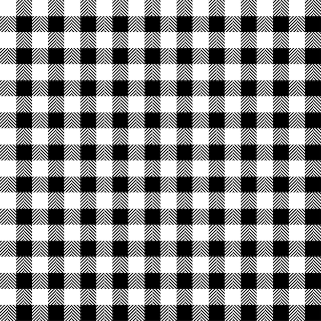 Plaid check patroon zwart wit Naadloze stof textuur Tartan textiel print ontwerp