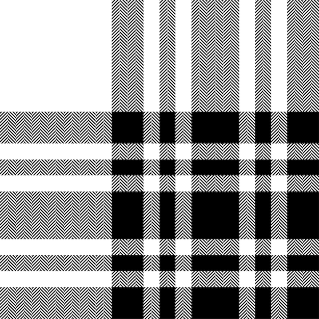 Vector plaid check pattern black white seamless fabric texture tartan textile print design