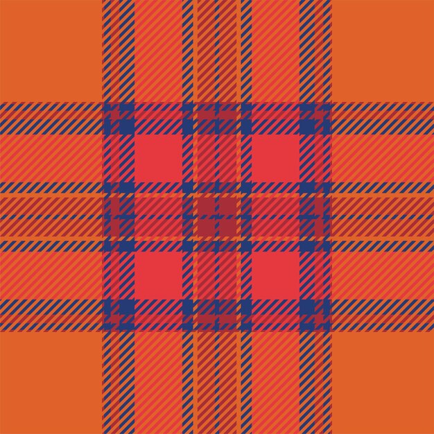 Plaid check pattern in orange and red colors Seamless fabric texture Tartan textile print