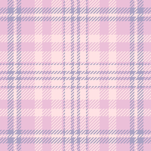 Vector plaid check pattern in pink seamless fabric texture tartan textile print