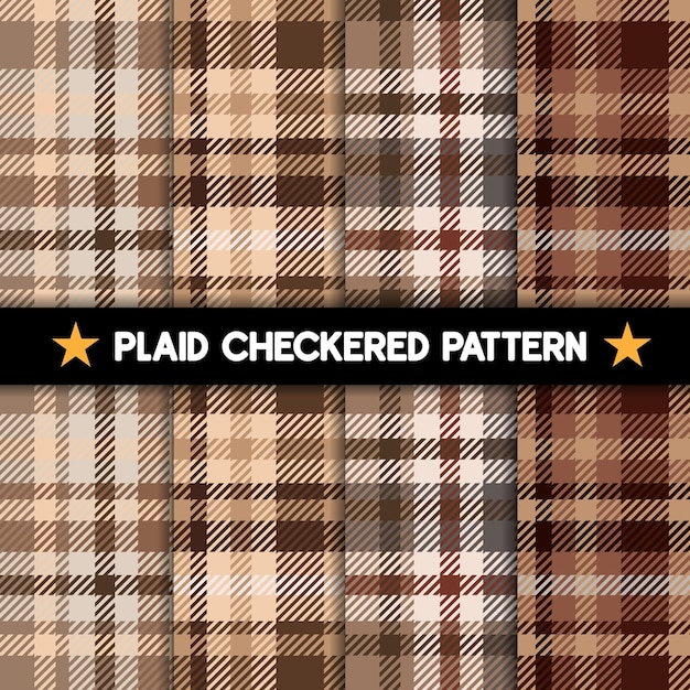 Vector plaid checkered fabric pattern en naadloze brown collectie voor fabric textile wallpaper.