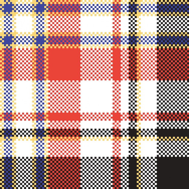 Plaid mosaic pixel seamless pattern