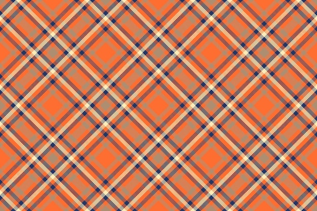 Plaid patroon tartan van achtergrond cheque stof met een vector naadloze textuur in oranje en blauwe kleuren