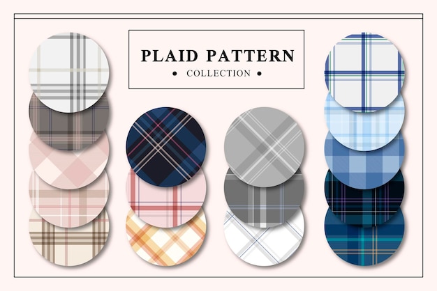 Vector plaid pattern fabric sample swatch design element vector set