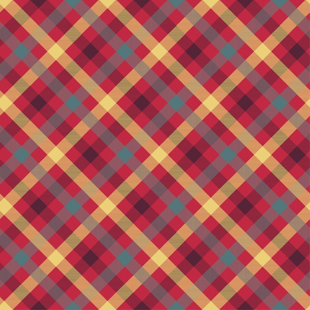 Plaid red color seamless vector pattern