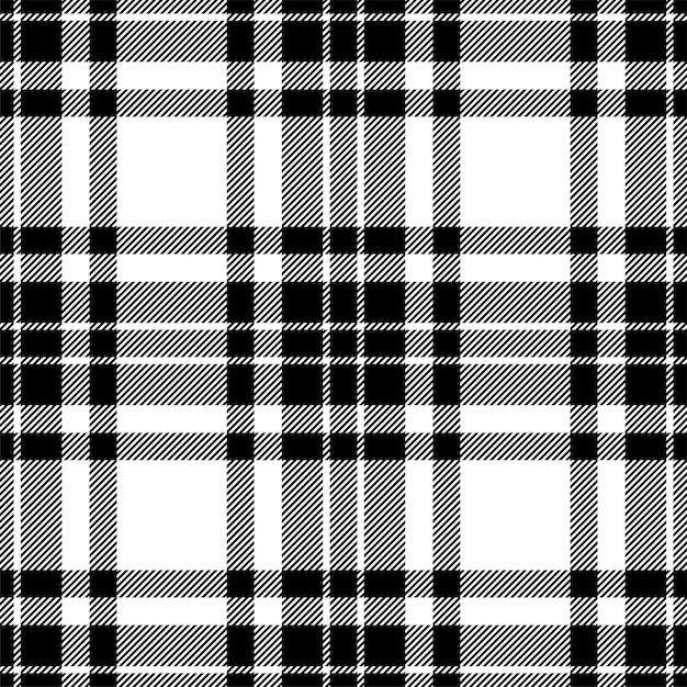 Plaid seamless pattern in black and white Check fabric texture Vector textile print design