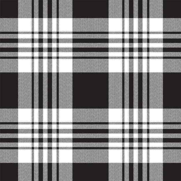 Plaid seamless pattern in black and white check fabric texture vector textile print design