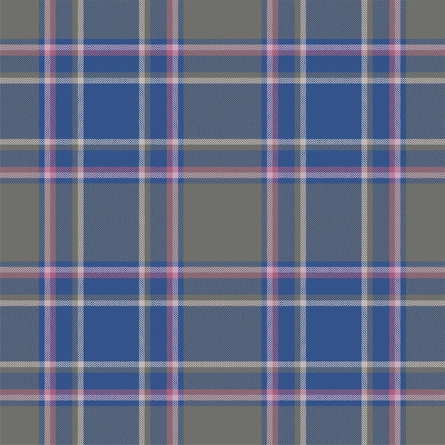 Plaid seamless pattern in blue Check fabric texture Vector textile print