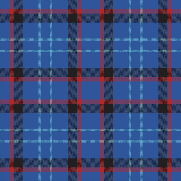 Plaid seamless pattern in blue Check fabric texture Vector textile print