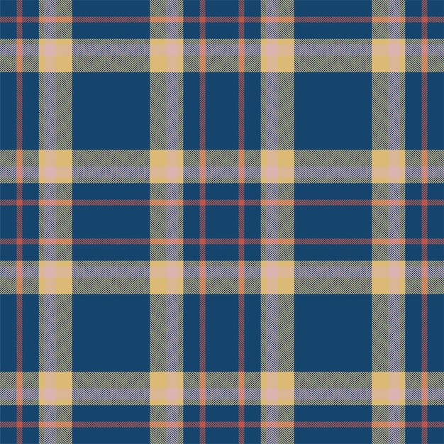 Plaid seamless pattern in blue Check fabric texture Vector textile print