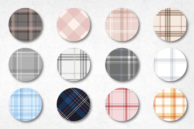 Plaid seamless pattern fabric sample swatch design element vector set