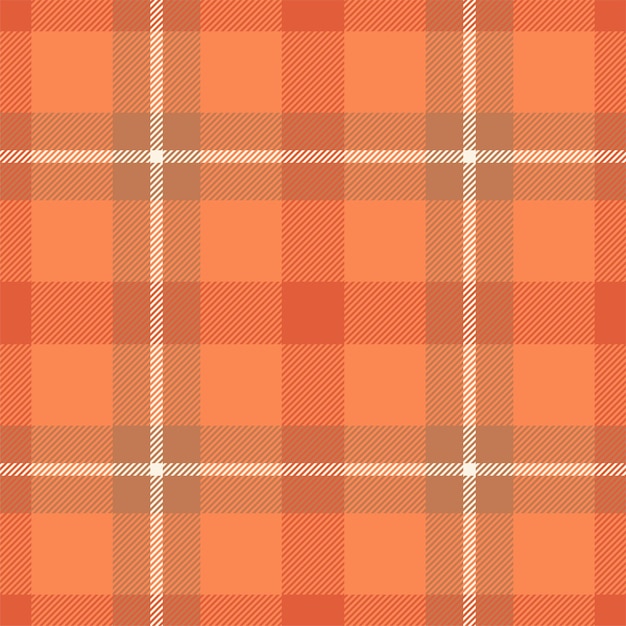 Plaid seamless pattern in orange Check fabric texture Vector textile print