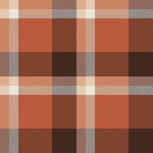 Plaid seamless pattern in orange check fabric texture vector textile print