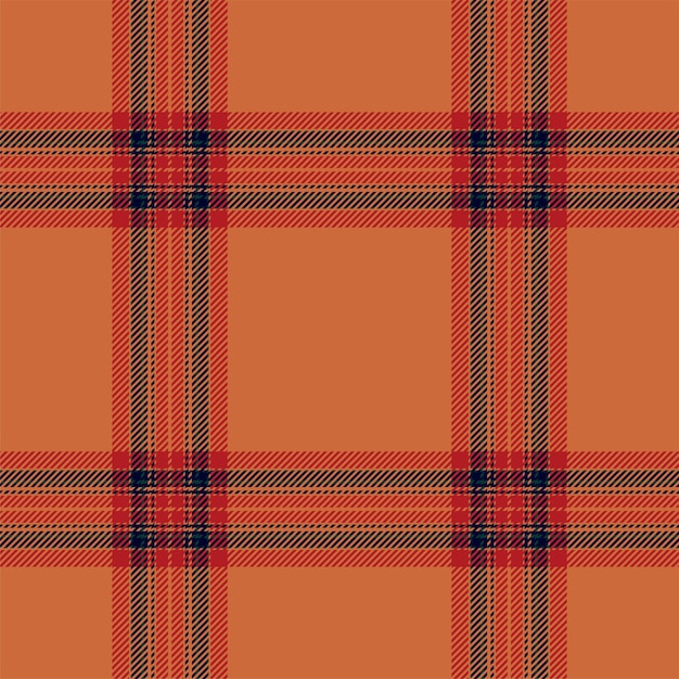 Plaid seamless pattern in orange Check fabric texture Vector textile print