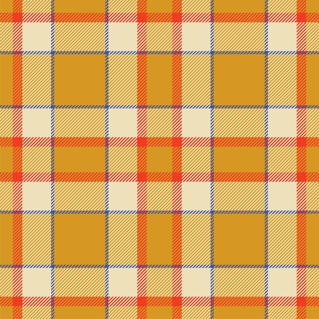 Plaid seamless pattern in orange Check fabric texture Vector textile print