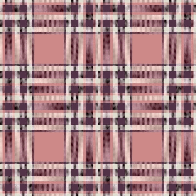 Plaid seamless pattern in pink check fabric texture vector textile print