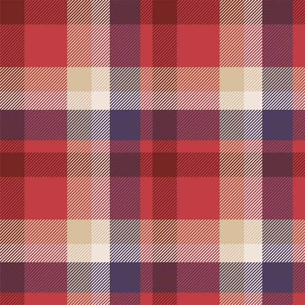 Plaid seamless pattern in red Check fabric texture Vector textile print design