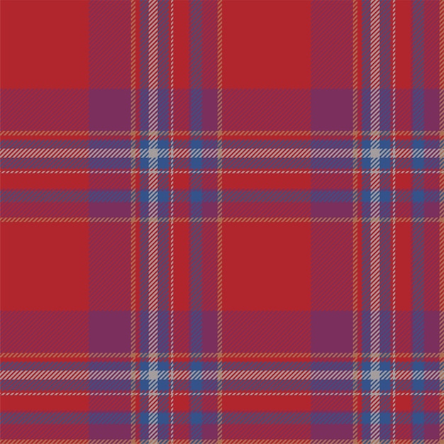 Plaid seamless pattern in red check fabric texture vector textile print