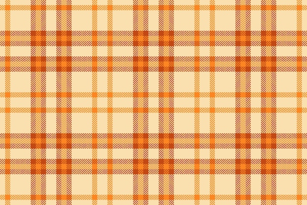 Plaid tartan fabric of vector textile seamless with a check pattern background texture in orange and wheat colors