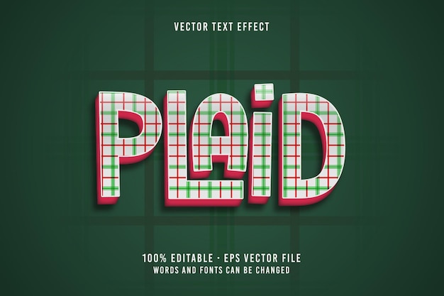 Vector plaid text editable font effect