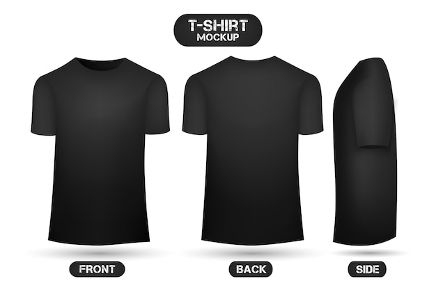 Vector plain black t-shirt mockup