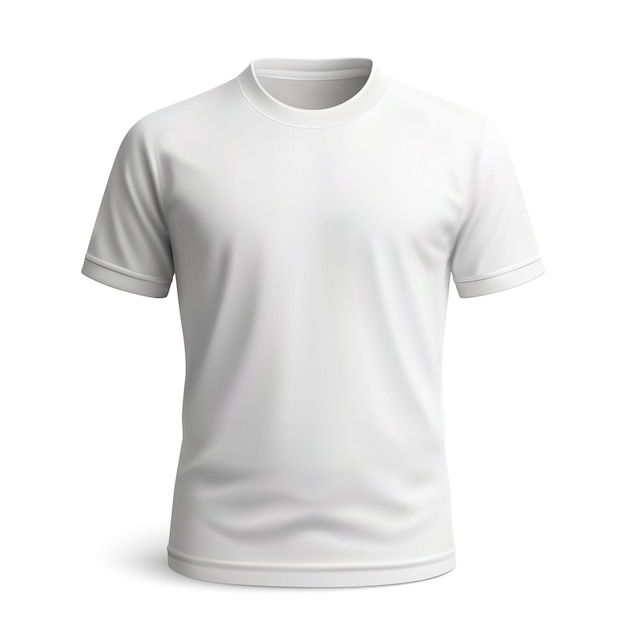 柔らかい織物の折りたたみのあるシンプルな白いクルーネックTシャツ
