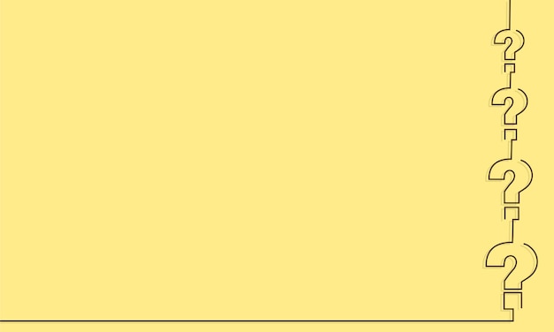 plain yellow color with colored one line side bar question mark concept template for bg